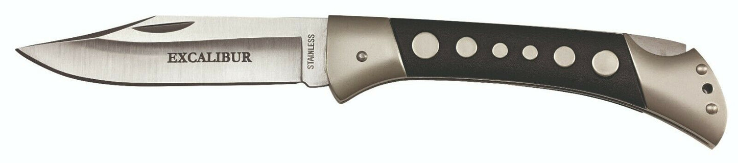 EXCALIBUR BLACK DISK LARGE FOLDING POCKET KNIFE FISHING CAMPING / BRAND NEW