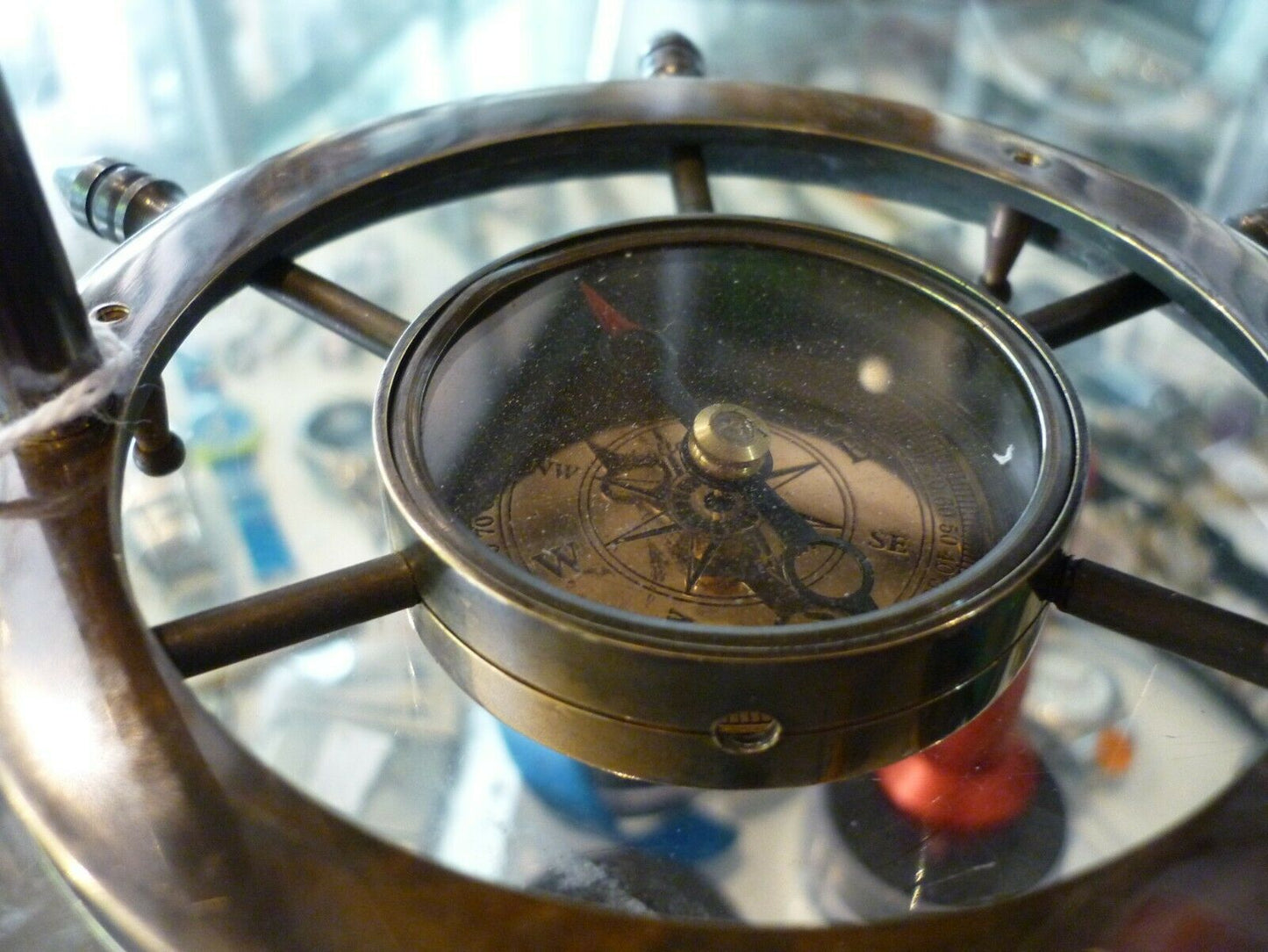 REPLICA VINTAGE NAUTICAL BRASS SAND TIMER WITH WHEEL BASE MARITIME HOURGLASS