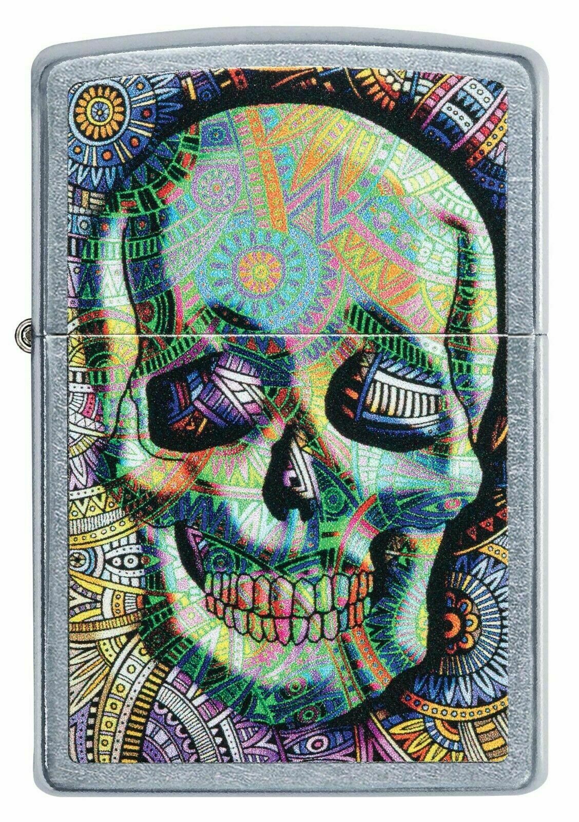 GENUINE ZIPPO LIGHTER STREET CHROME COLOURED SKULL (91140) GIFT BOXED