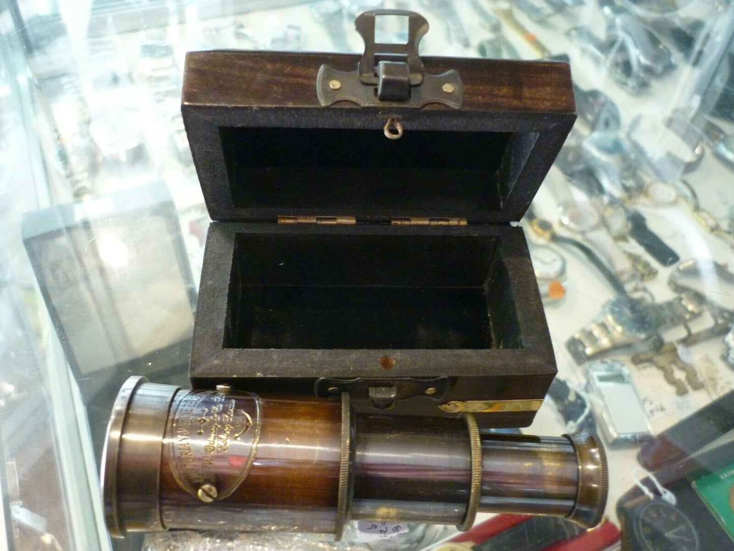 REPLICA VICTORIAN MARINE TELESCOPE BRASS / NAUTICAL IN WOODEN BOX