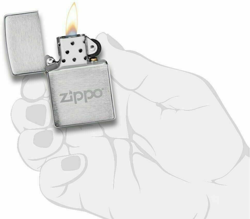GENUINE ZIPPO LIGHTER & FLASK GIFT SET - BRUSHED CHROME (96098)