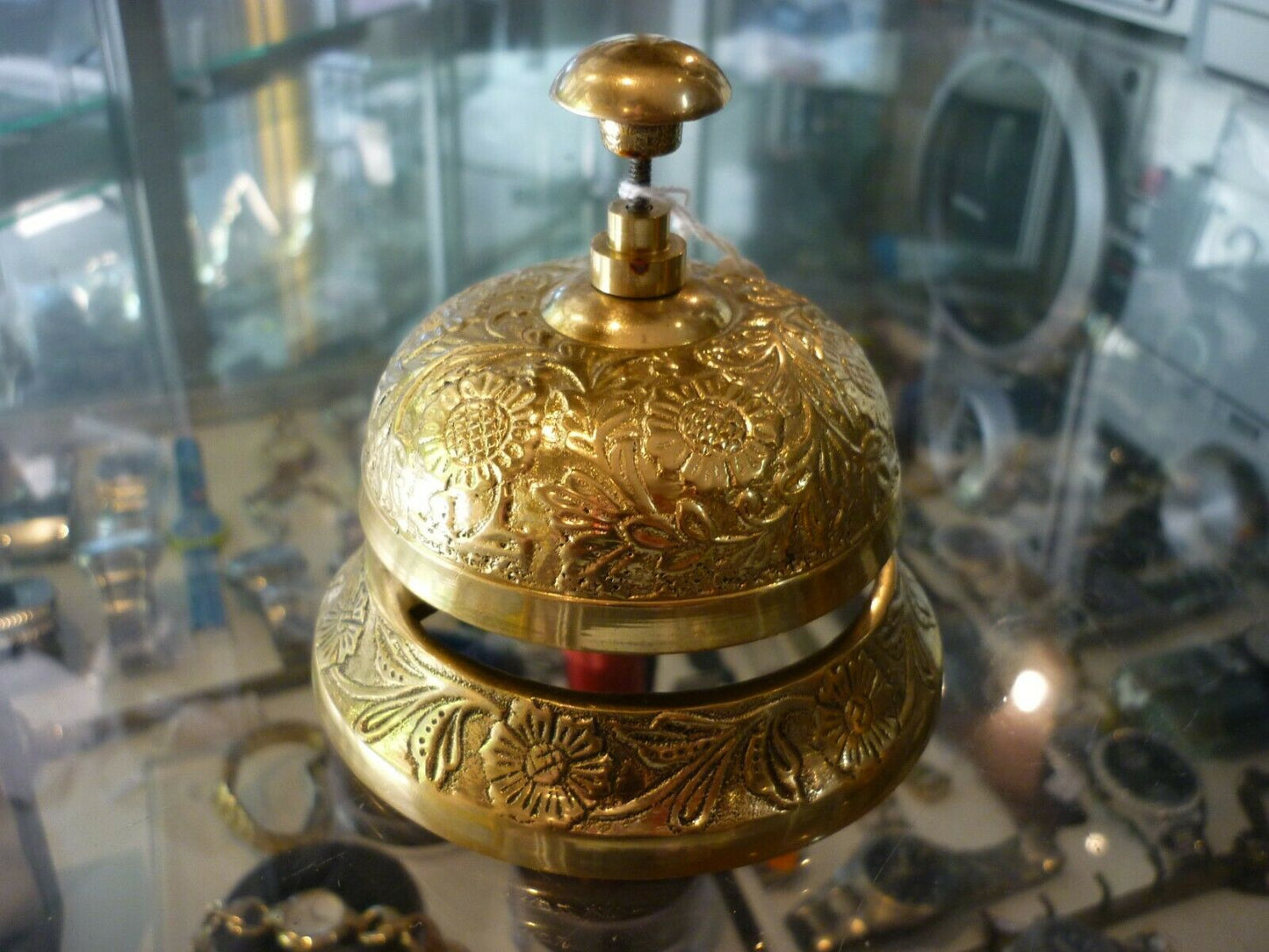 BRASS FLORAL COUNTER BELL ORNATE DESK BELL RECEPTION BELL / BRAND NEW