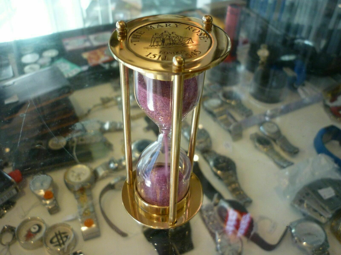 REPLICA VINTAGE NAUTICAL SMALL BRASS SAND TIMER MARITIME HOURGLASS