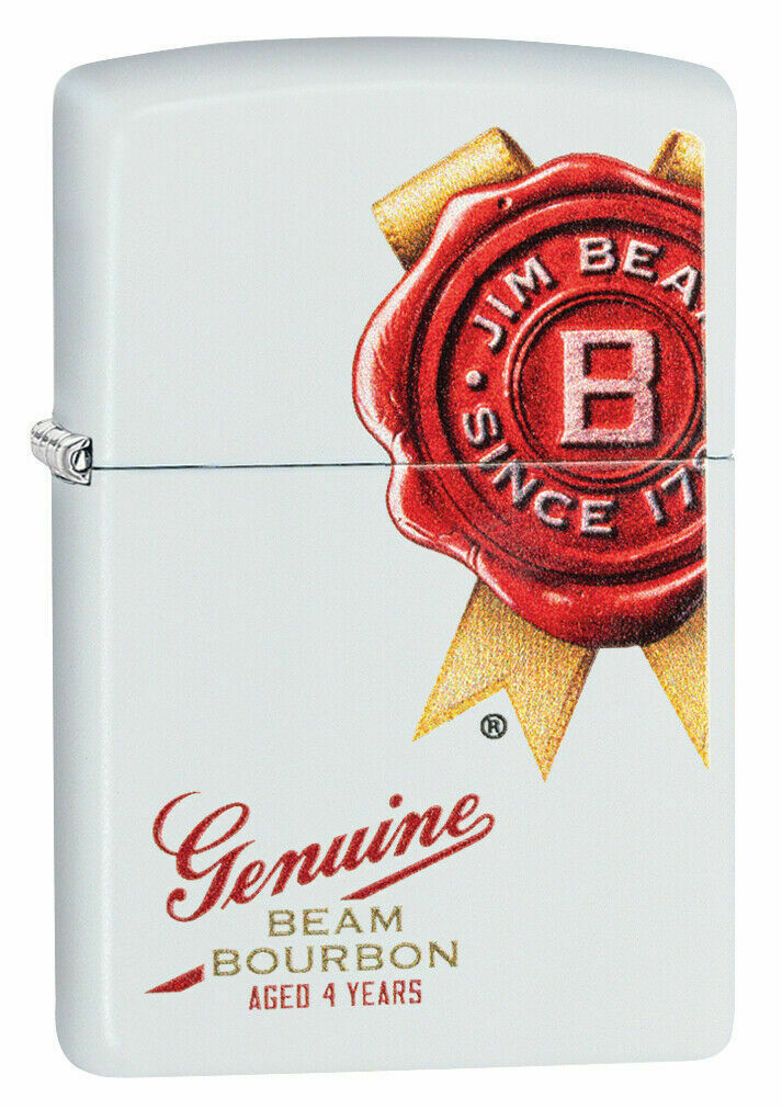 GENUINE ZIPPO LIGHTER WHITE MATTE GENUINE JIM BEAM (99385) GIFT BOXED