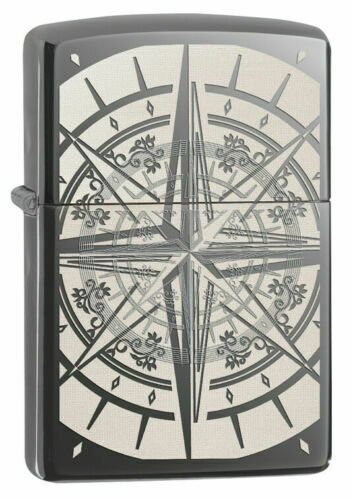 ZIPPO LIGHTER 8 POINTS BLACK ICE LASER AUTO ENGRAVE (99203) GIFT BOXED